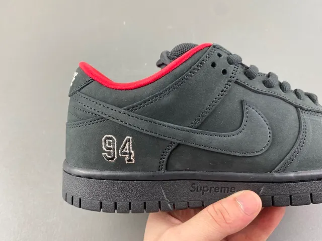 Nike SB Dunk Low Supreme Black Red Skateboard Shoes 3