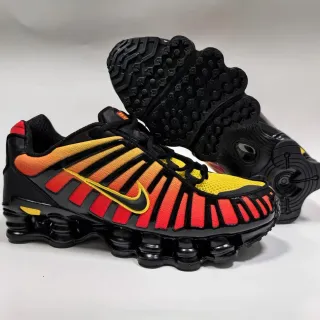 Nike Shox Black Multicolor Segmented Midsole Gradient Stripe Overlay Lifestyle Sneakers