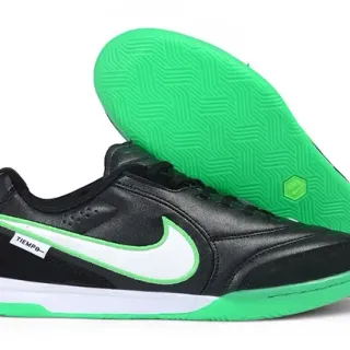 Nike Tiempo 黑绿 低帮 合成皮革鞋面 室内足球鞋