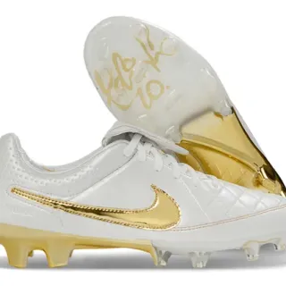 Nike Tiempo Legend White and Gold Firm-Ground Soccer Shoes