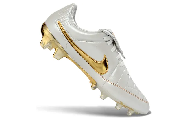 Nike Tiempo Legend White and Gold Firm-Ground Soccer Shoes 9