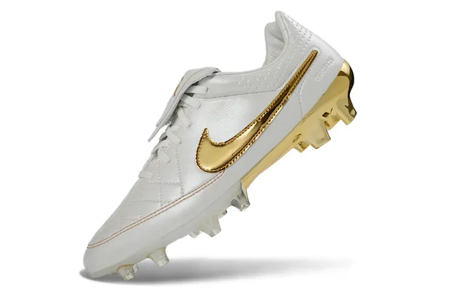 Nike Tiempo Legend White and Gold Firm-Ground Soccer Shoes 10