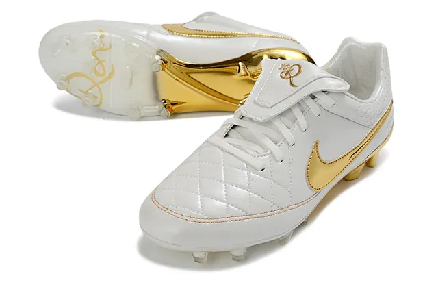 Nike Tiempo Legend White and Gold Firm-Ground Soccer Shoes 11