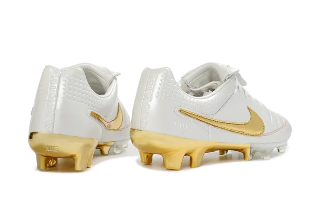 Nike Tiempo Legend White and Gold Firm-Ground Soccer Shoes 12