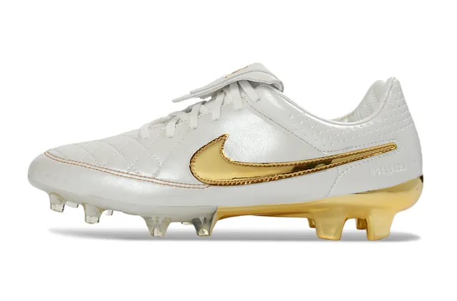 Nike Tiempo Legend White and Gold Firm-Ground Soccer Shoes 14