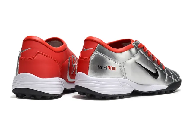 Nike Total 90 III Plata y Rojo Turf Zapatos de fútbol 6