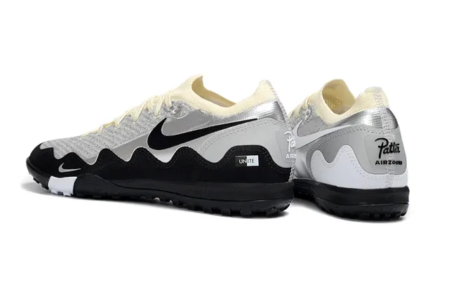 Nike Unite Silver Black Knit Upper Metallic Overlay Sneakers 3
