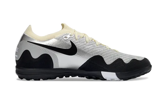 Nike Unite Silver Black Knit Upper Metallic Overlay Sneakers 4