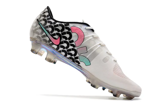 Nike Chaussures de football à lacets à coupe basse en mesh synthétique blanc et noir pour terrain ferme 3