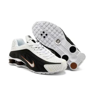 Nike White Black Shox Column Heel Perforated Upper Lifestyle Sneakers