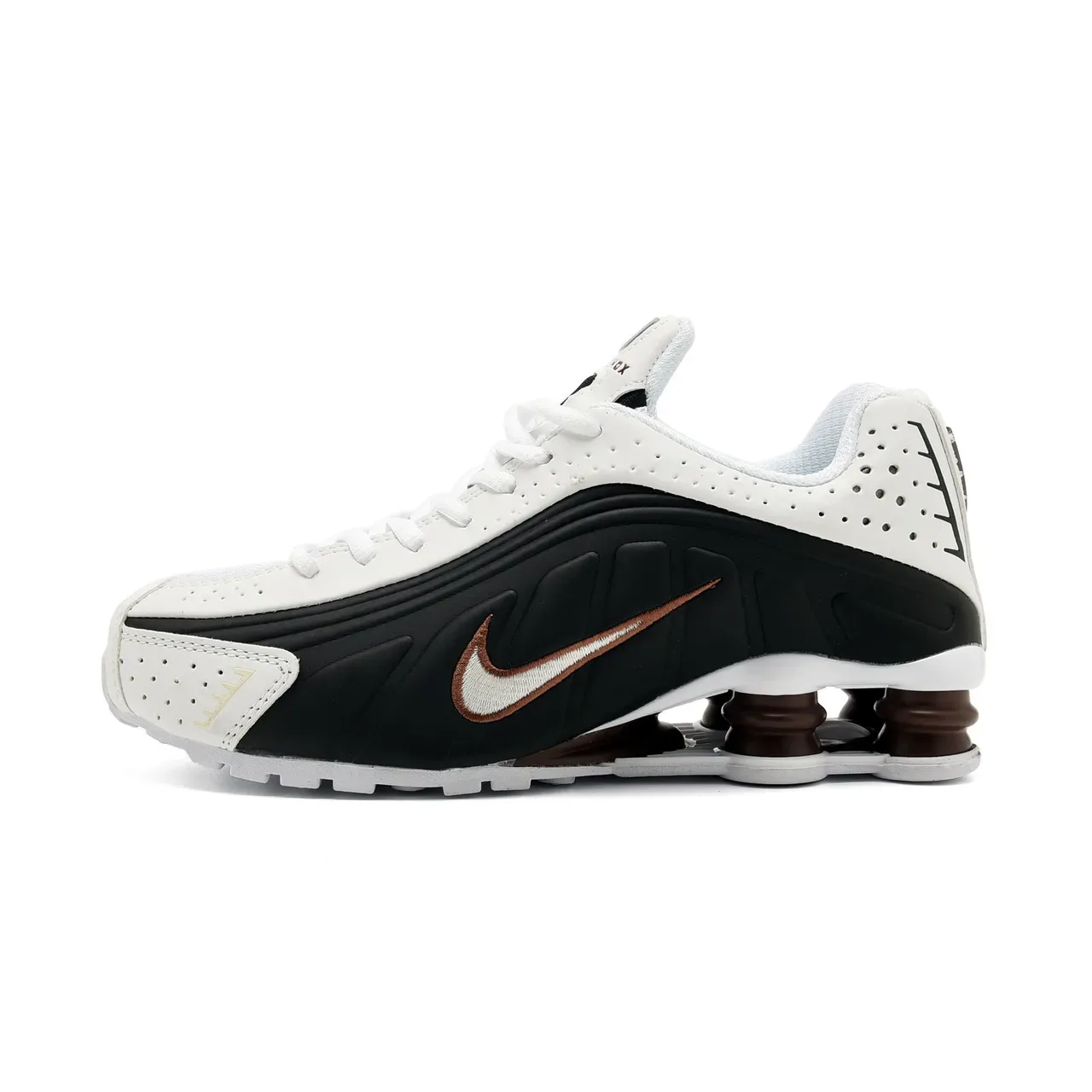 Nike White Black Shox Column Heel Perforated Upper Lifestyle Sneakers 2