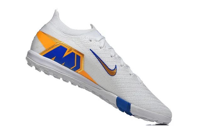 Nike Chaussures de Football Turf Blanc Bleu à Coupe Basse en Tissu Tricoté Col de Type Chaussette 3