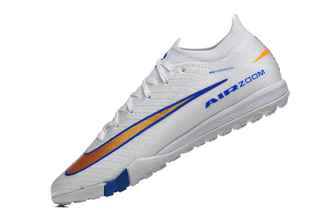 Nike Chaussures de Football Turf Blanc Bleu à Coupe Basse en Tissu Tricoté Col de Type Chaussette 4