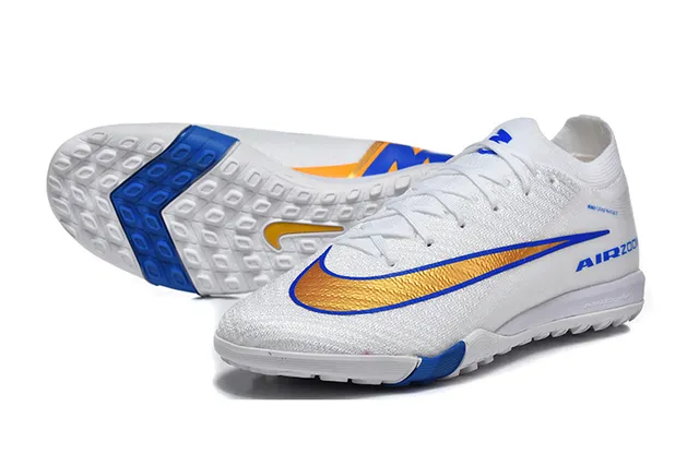 Nike Chaussures de Football Turf Blanc Bleu à Coupe Basse en Tissu Tricoté Col de Type Chaussette 6