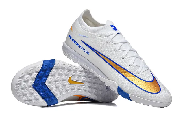 Nike Chaussures de Football Turf Blanc Bleu à Coupe Basse en Tissu Tricoté Col de Type Chaussette 7