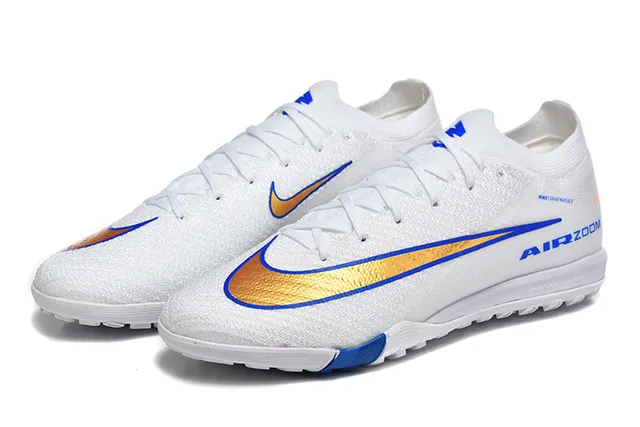 Nike Chaussures de Football Turf Blanc Bleu à Coupe Basse en Tissu Tricoté Col de Type Chaussette 8