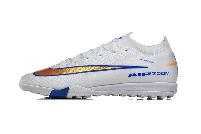 Nike Chaussures de Football Turf Blanc Bleu à Coupe Basse en Tissu Tricoté Col de Type Chaussette 10
