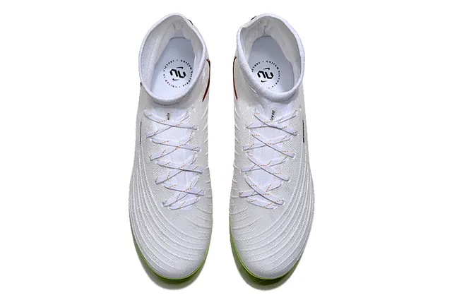 Nike White Gold High-Cut Sock-Fit Upper Metallic Rose Heel Cage Firm-Ground Soccer Shoes 2