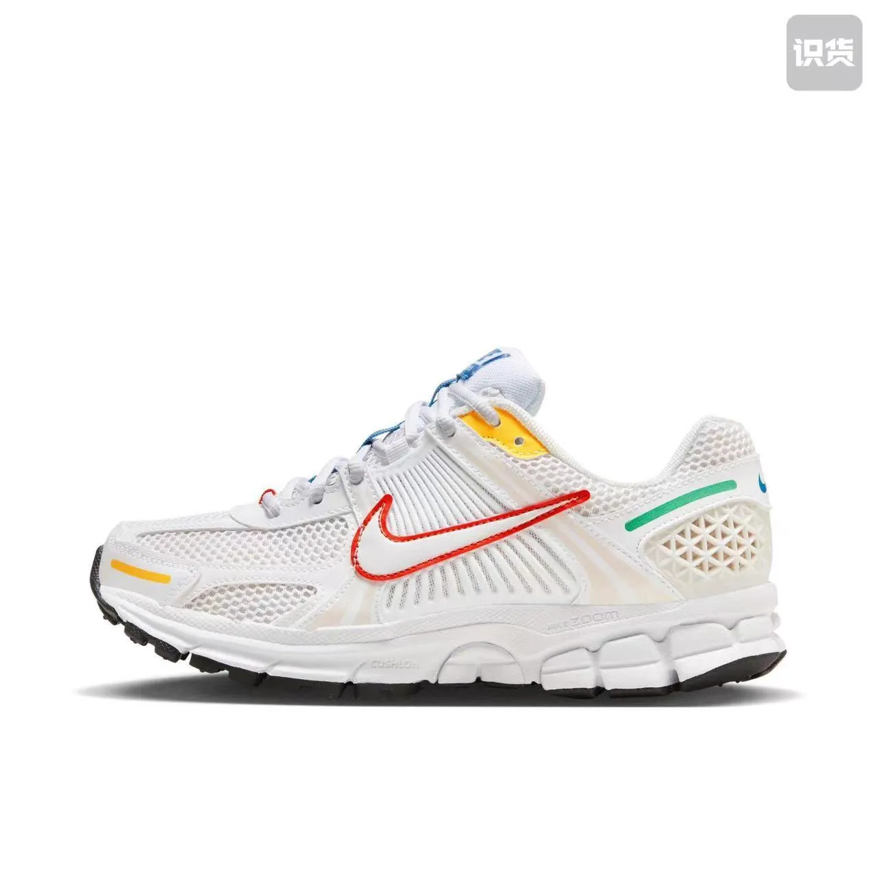 Nike White Multicolor Mesh And Synthetic Cage Upper Segmented Sculpted Midsole Lifestyle Sneakers 1
