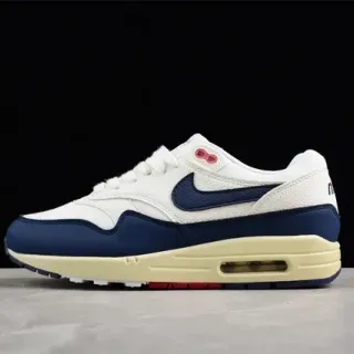 Nike White Navy Low-Top Layered Leather-Mesh Upper Lifestyle Sneakers