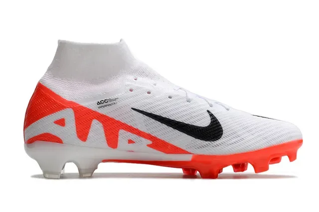 نایک کفش فوتبال سفید و نارنجی upper knit عالي القطع cage overlay أرضية صلبة 5