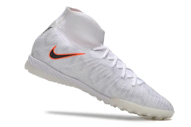 Nike White Orange Knitted Sock-Fit Upper High-Top Collar Turf Soccer Shoes 3