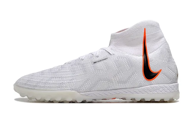 Nike White Orange Knitted Sock-Fit Upper High-Top Collar Turf Soccer Shoes 10