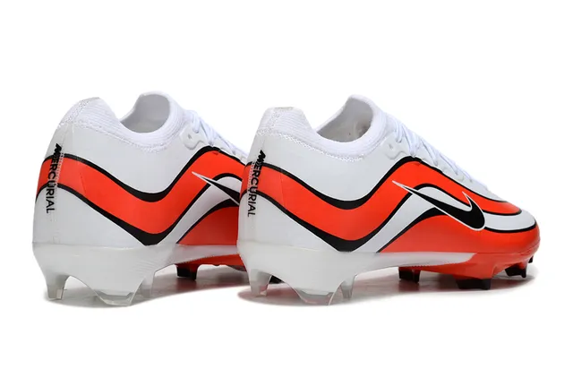 Nike White Orange Low-Cut Synthetic Upper Wave-Patterned Overlays Firm-Ground Soccer Shoes 2