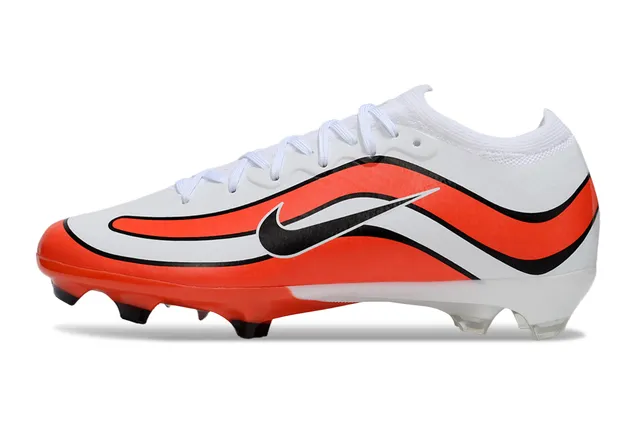 Nike White Orange Low-Cut Synthetic Upper Wave-Patterned Overlays Firm-Ground Soccer Shoes 3