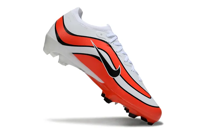 Nike White Orange Low-Cut Synthetic Upper Wave-Patterned Overlays Firm-Ground Soccer Shoes 5