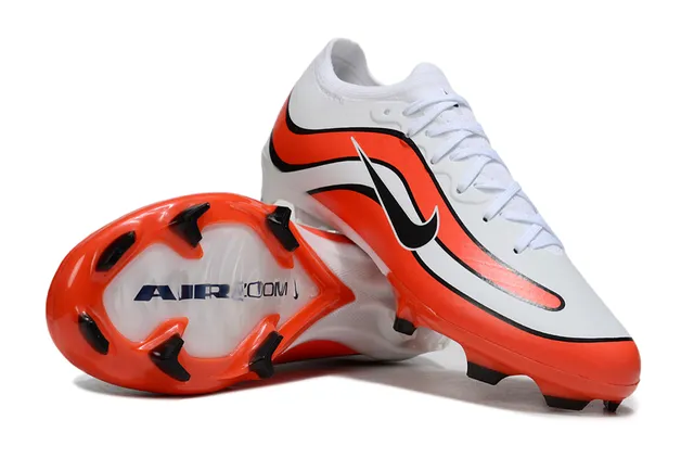 Nike White Orange Low-Cut Synthetic Upper Wave-Patterned Overlays Firm-Ground Soccer Shoes 7