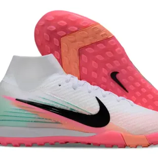 Nike Branco Rosa Colar Ajustável de Meia Malha Engineered Superior Relvado Sapatos de Futebol