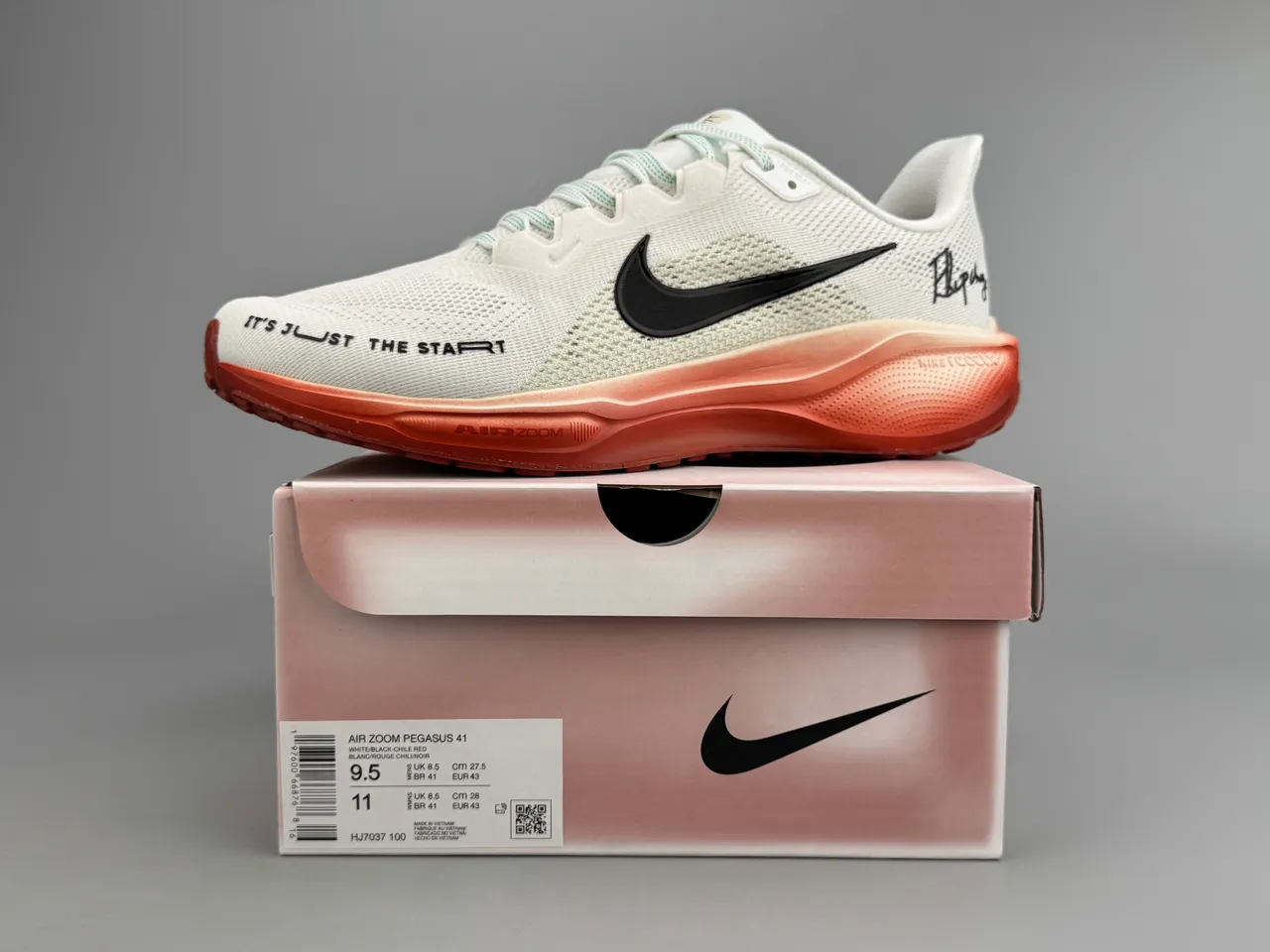 Nike White Red Engineered Mesh Upper Gradient Coral Midsole Running Shoes 2