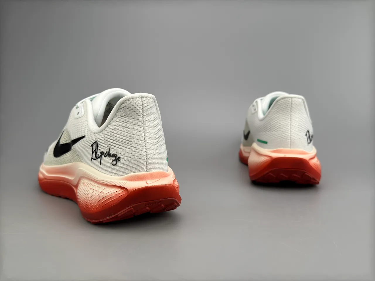 Nike White Red Engineered Mesh Upper Gradient Coral Midsole Running Shoes 4