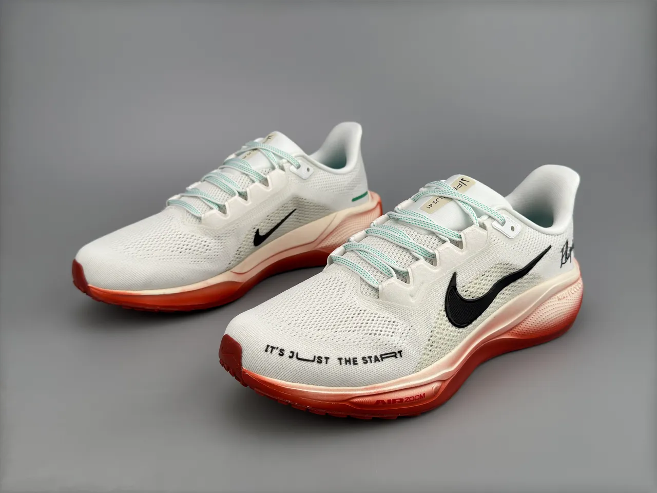 Nike White Red Engineered Mesh Upper Gradient Coral Midsole Running Shoes 7