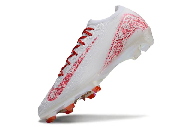 Nike White Red Knit Upper Asymmetric Lacing Firm-Ground Soccer Shoes 6