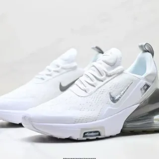 Nike White Silver Perforated Mesh Upper Visible Full-Length Air Unit Lifestyle Sneakers