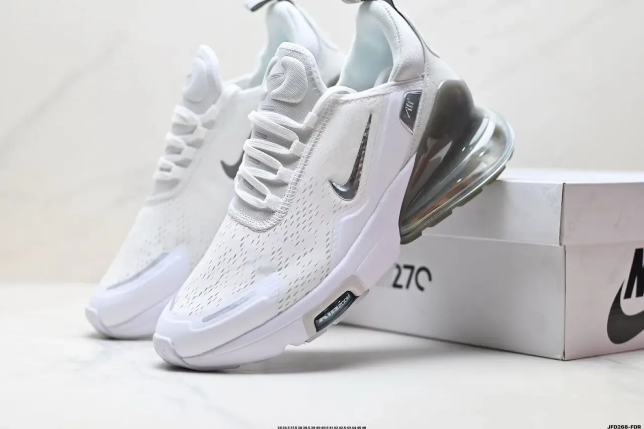 Nike White Silver Perforated Mesh Upper Visible Full-Length Air Unit Lifestyle Sneakers 3