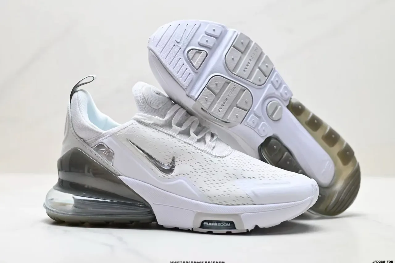 Nike White Silver Perforated Mesh Upper Visible Full-Length Air Unit Lifestyle Sneakers 5