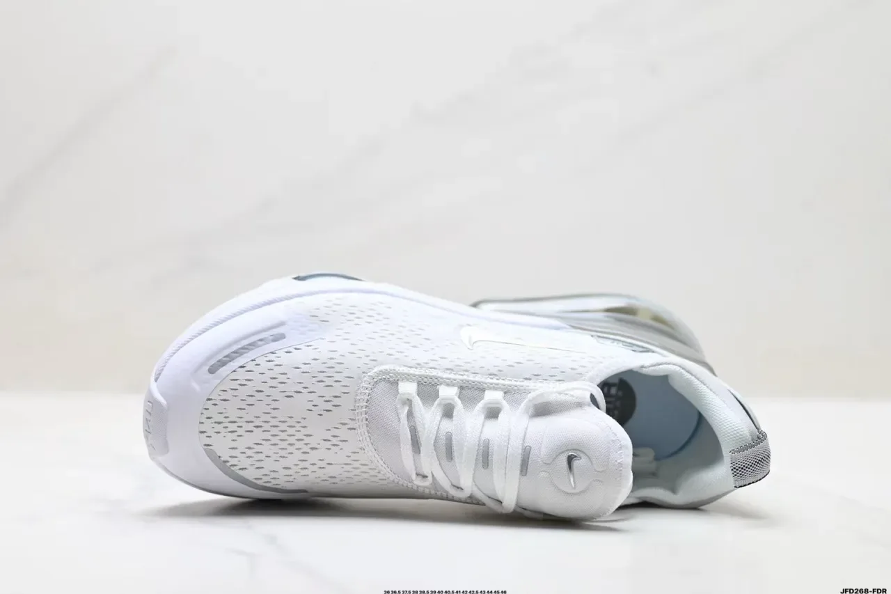 Nike White Silver Perforated Mesh Upper Visible Full-Length Air Unit Lifestyle Sneakers 7