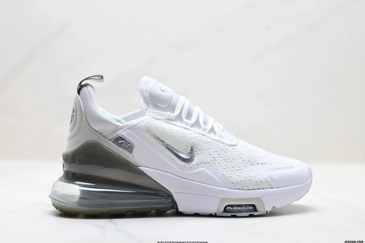 Nike White Silver Perforated Mesh Upper Visible Full-Length Air Unit Lifestyle Sneakers 8