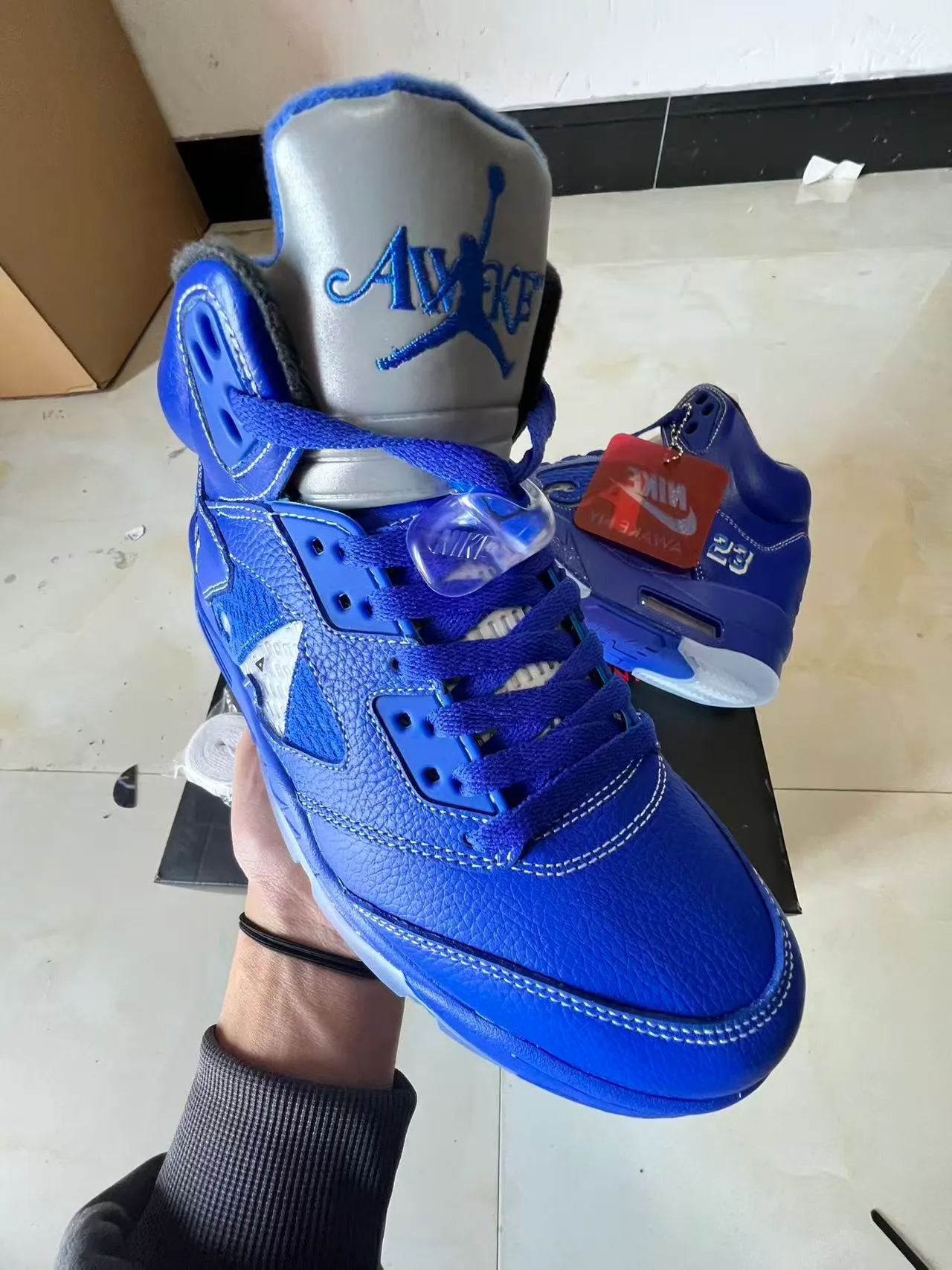 Nike x Awake NY Air Jordan 5 Royal Blue Basketball Shoes 2