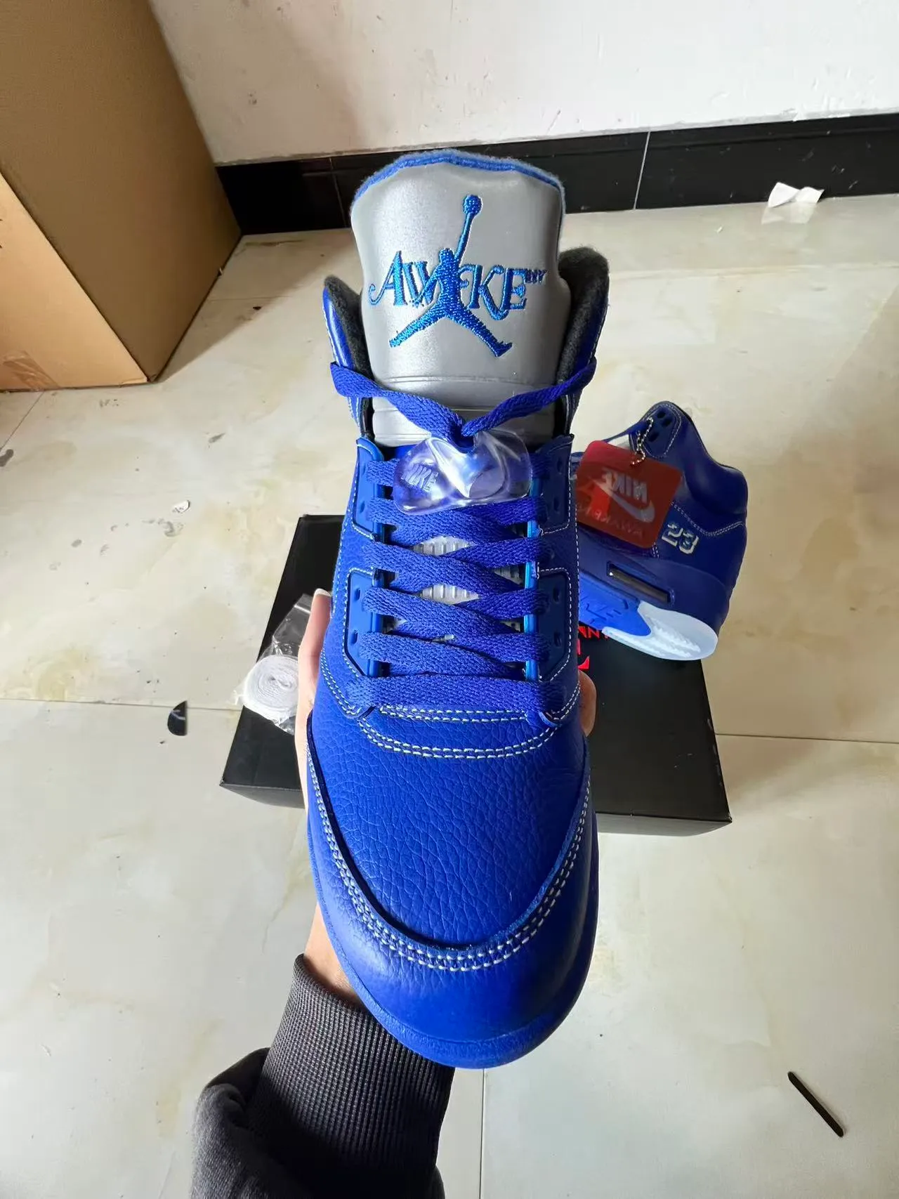 Nike x Awake NY Air Jordan 5 Royal Blue Basketball Shoes 3