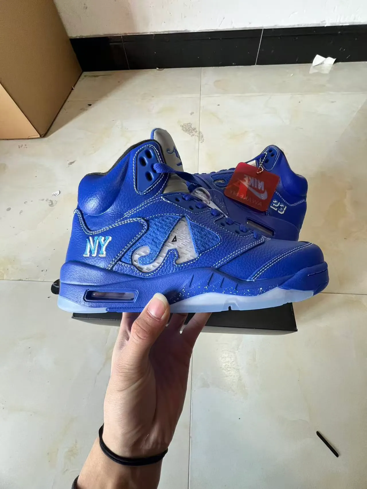 Nike x Awake NY Air Jordan 5 Royal Blue Basketball Shoes 7