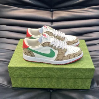 Nike x Gucci Air Jordan 1 Low GG Monogram White Green Red Lifestyle Sneakers