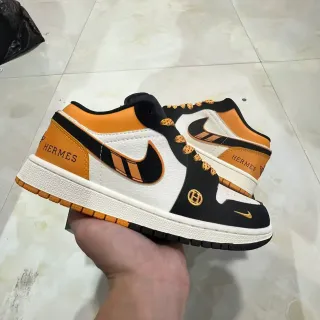 Nike x Hermès Air Jordan 1 Low Tan Black White Lifestyle Sneakers