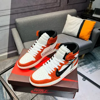 Nike x Off-White Air Jordan 1 Crystal Orange Basketball Shoes