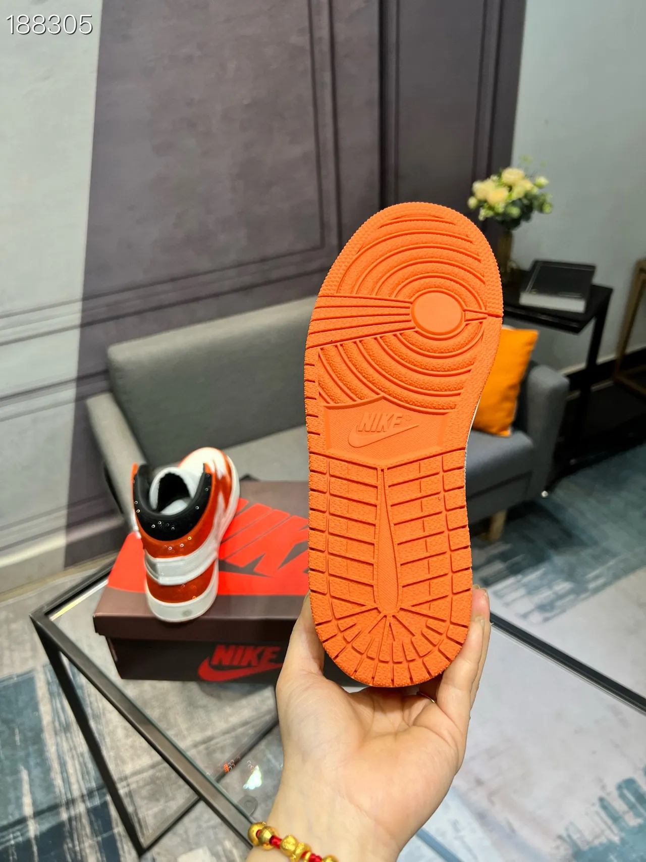 Nike x Off-White Air Jordan 1 Crystal Orange tênis de basquete 3