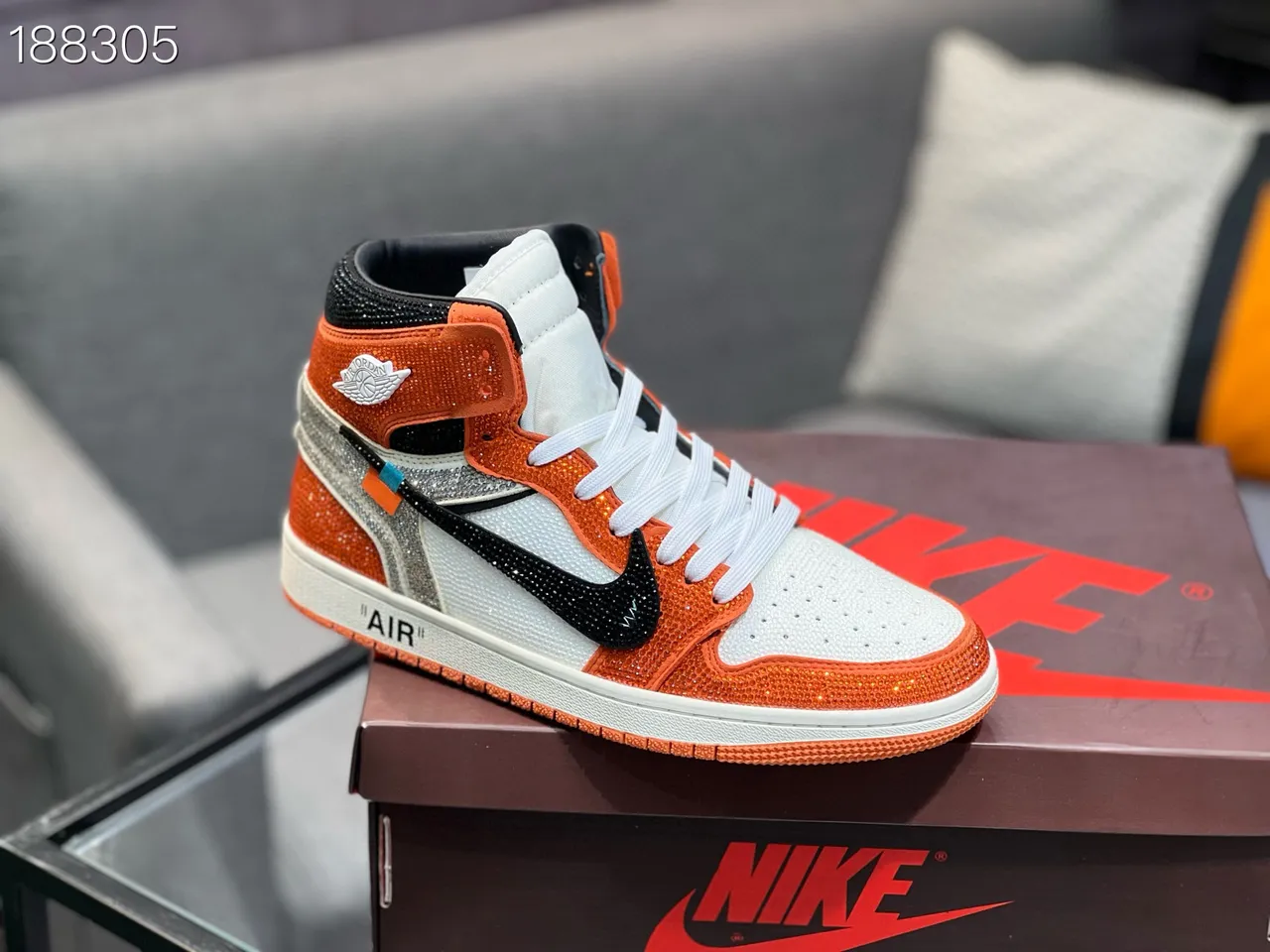 Nike x Off-White Air Jordan 1 Crystal Orange tênis de basquete 4