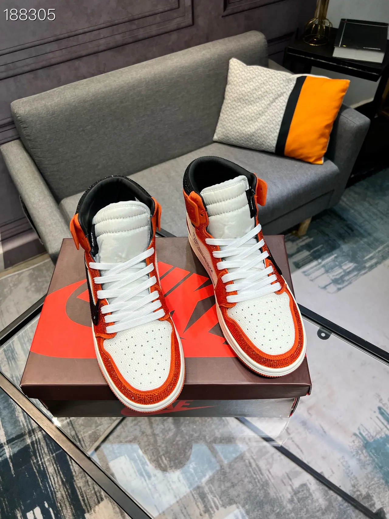 Nike x Off-White Air Jordan 1 Crystal Orange tênis de basquete 7